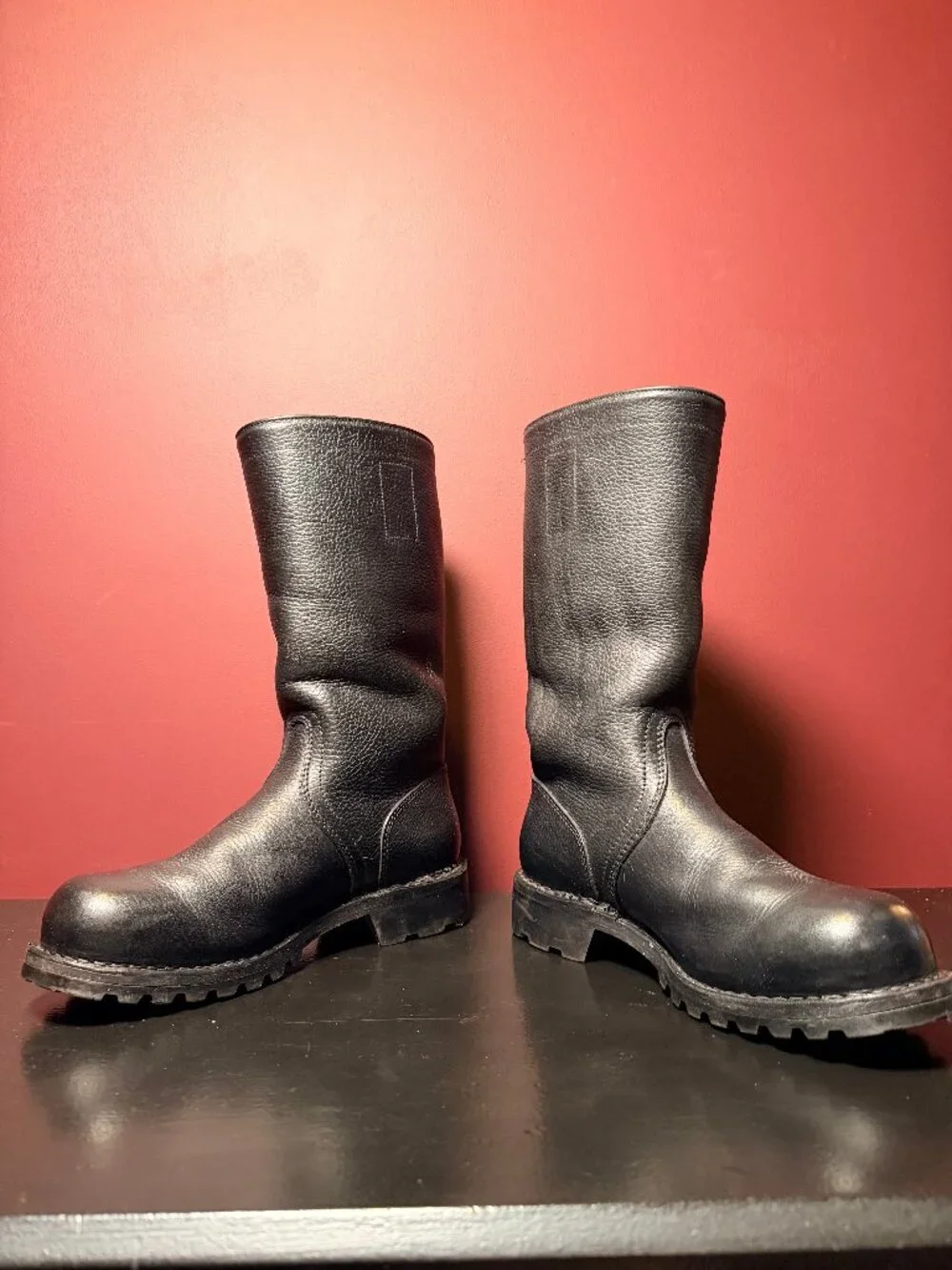 Vintage Black Leather Engineer Boots - Men's Size 8